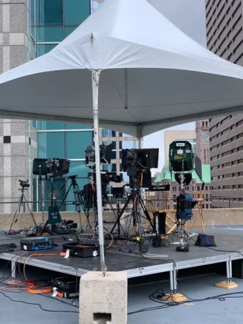 Media Riser with peak roof